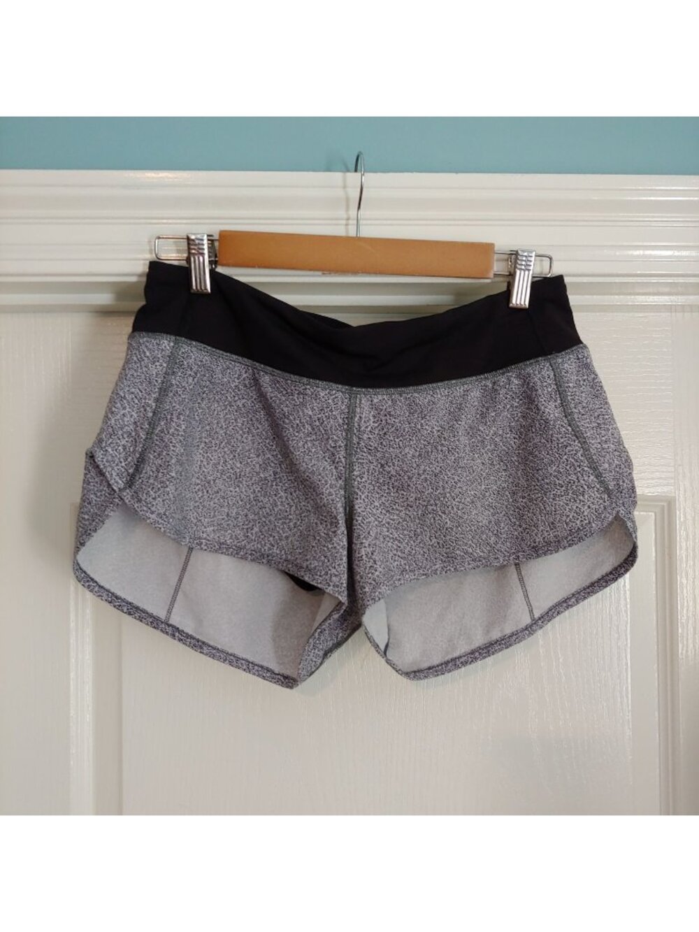 Lululemon Speed Shorts 2.5 Black Gray Speckled Running Lined Athletic W7AFS XS